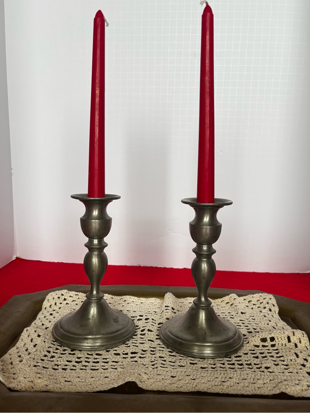 Vintage pewter pair of candlesticks - Home Accents